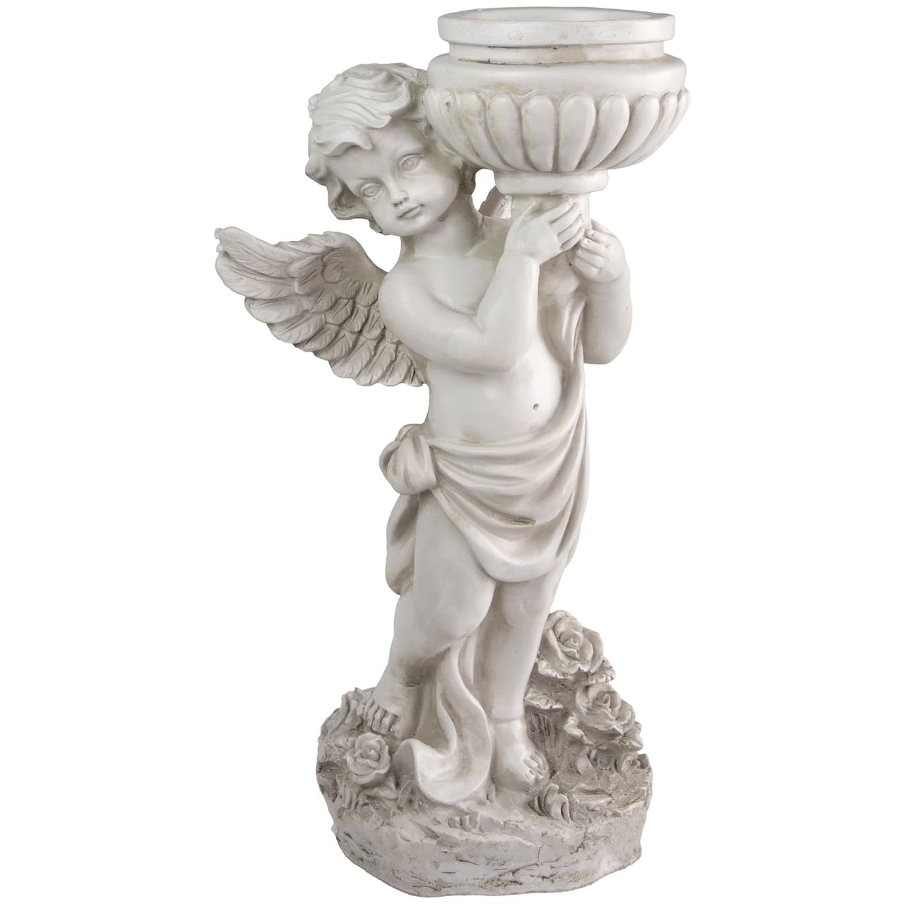17.5" Cherub Angel Bird Bath Outdoor Garden Statue
